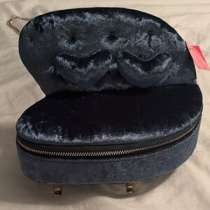 Betsey Johnson “Sofa So Good”Navy Velvet Crossbody Bag NWT